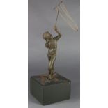 Curtis Jere (American, 1910-2008), Boy Catching Butterflies, bronze and metal wire sculpture, signed