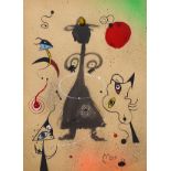 Attributed to Joan Miro, gouache and watercolor on paper, bears signature lower right, sheet: 12"h x