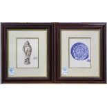 (lot of 2) Manner of James Abbott McNeill Whistler (American, 1834-1903), Still Lifes with Chinese