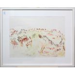 Abstract Landscape, watercolor on paper, unsigned, overall (with frame): 32.25"h x 39.75"w