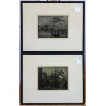 (lot of 2) Lionel Barrymore (American, 1878-1954), "Little Boatyard Venice," and "Quiet Waters,"