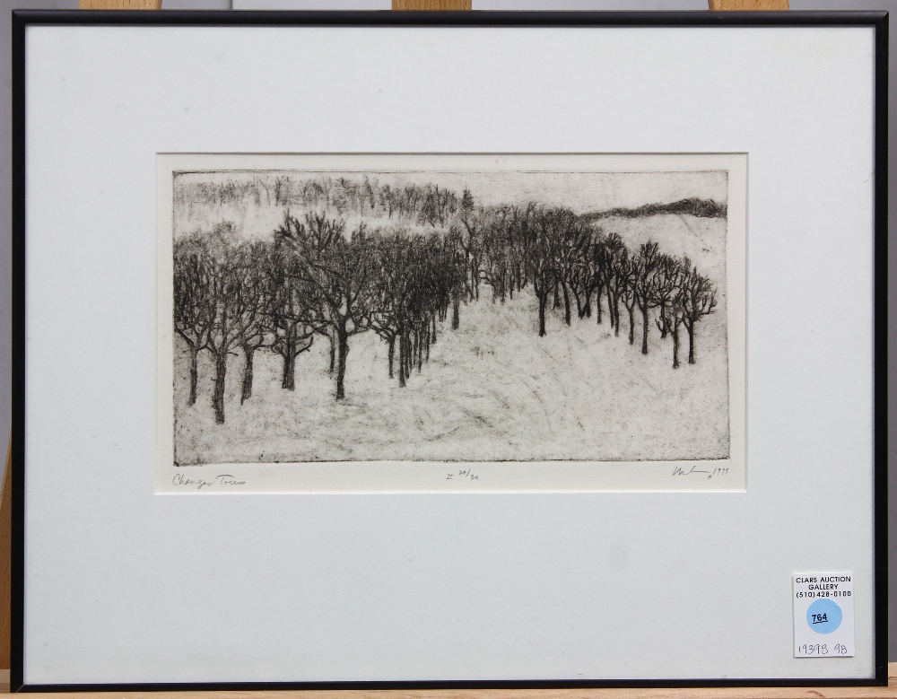 Laura Morton (American, 20th century), "Changes: Trees," 1999, etching, pencil signed and dated