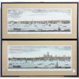 (lot of 4) British School (20th century), Various Scenes of London from the Water, engravings with