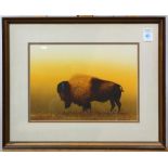 Jim Horton (American, 20th century), Buffalo, watercolor on paper signed lower right, overall (