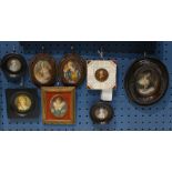 (lot of 14) European School (19th/20th century), Assorted Miniature Portraits of Ladies, Gentlemen