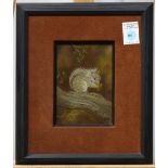 Gray Squirrel, gouache on board, signed "Sharelle" lower right, overall (with frame): 11"h x 12.5"w