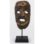 Small old wood mask, possibly Mexican, probably 19th century, dry, signs of age and use,