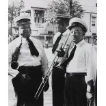 Ralston Crawford (American, 1906-1978), Eureka Brass Band, three musicians on break, gelatin