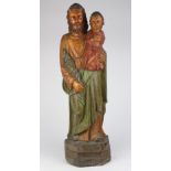 Spanish Colonial style carved and painted double Santos figure, circa 1900, depicting Jesus
