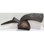 Exceptionally well patinated and used old bird mask, first part of the 20th century, muted and