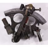 Navigation Sextant after Kelvin and Hughes London, executed in brass with a turned wood handle,