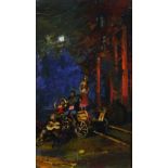 Konstantin Alexseyevitch Korovin (Russian, 1861-1939), "Gypsies," oil on board, signed and titled