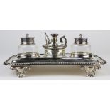 English Elkington, Mason & Company silver-plate ink stand, Birmingham, 1842-1864, executed in the