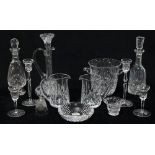 (lot of 13) Waterford group, consisting of (3) decanters, (2) pitchers, ice bucket, ashtray, bell,