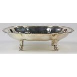 American Prill Silver Company Georgian style silver plate salver rising on four legs, incised with a