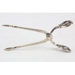 Danish Georg Jensen sterling silver "Blossom" pattern sugar tongs, .59 troy oz.