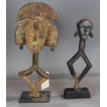 (Lot of 2) African sculpture group, including a Tabwa style with eroded coiffure, nice patina