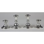 (lot of 4) American weighted sterling silver gadroon accented candle holders by Empire and Newbury