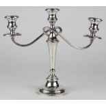 Gorham weighted sterling silver three light candelabra, converts to single holder, 12"h