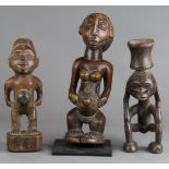 (lot of 3) African carving group, consisting of a Kongo style fetish with beautiful patina, delicate