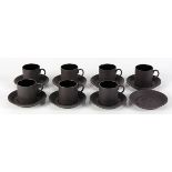 (lot of 15) Wedgwood basalt demitasse cups and saucers, consisting of (7) cups and (8) saucers, 2.