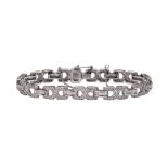 Diamond and 18k white gold bracelet featuring (70) baguette-cut and (165) full cut diamonds,
