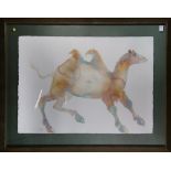 Carol Grigg (American, b. 1942), Camel, watercolor, signed lower left, overall (with frame): 42"h