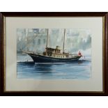 Desideria Corsini (American, 20th century), Boat in the Harbor, 2006, watercolor and graphite on
