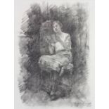 Alexej Alexejewitsch Harlamoff (Russian/French, 1842-1925), Young Seated Lady, charcoal on paper,