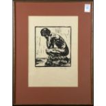 Kneeling Figure, 1939, woodcut, pencil signed "Arthur Rohm" and dated lower right, initals AKT lower