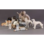 (lot of 8) Porcelain animal figurine group, including Royal Copenhagen and Beswick, depicting