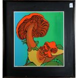 Psychedelic Mushrooms, 20th century, silkscreen, unsigned, overall (with frame): 30"h x 28"w