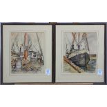 (lot of 2) Otis Oldfield (American, 1890-1969), "The William H. Smith" and "Cleone," watercolors and