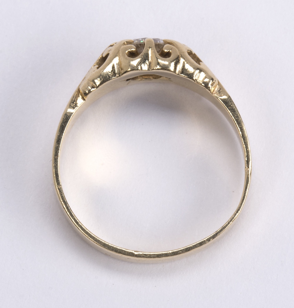 Diamond and 14k yellow gold ring featuring (1) round brilliant cut diamond weighing approximately - Image 3 of 3