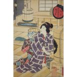 (lot of 2) Utagawa Toyokuni I (=Gototei Kunisada), (Japanese, 1786-1864), kabuki woodblock print, of