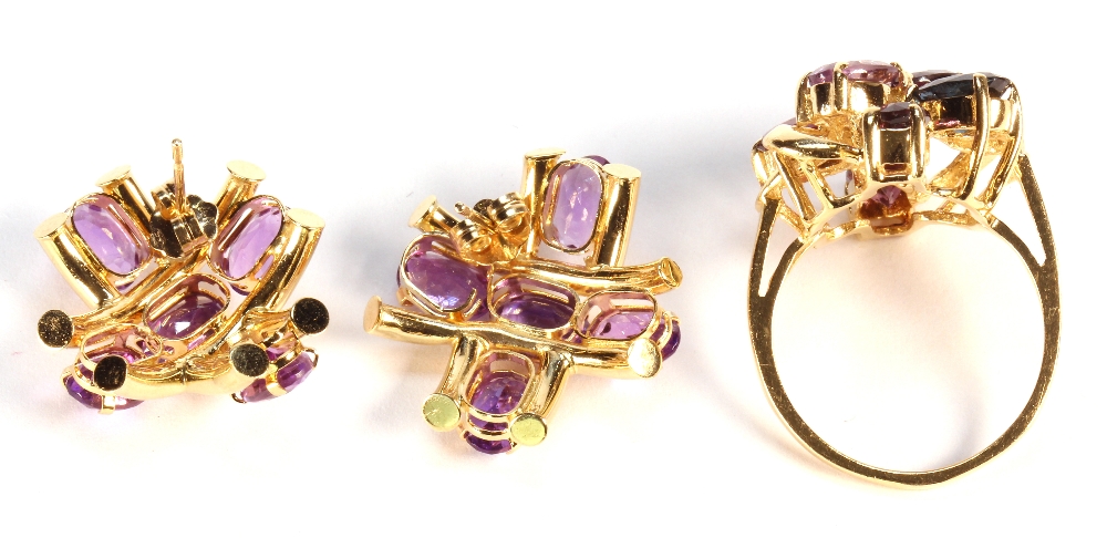 (Lot of 3) Multi-stone, diamond and yellow gold jewelry including one pair of amethyst, 10k yellow - Image 5 of 5