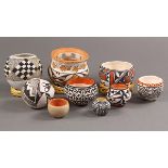 (lot of 9) Native American miniature pottery group including Acoma examples, by various makers