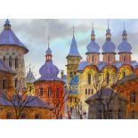 Anatol Krasnyansky (American/Ukranian, b. 1930), Blue Domes of Tallin, watercolor, signed lower