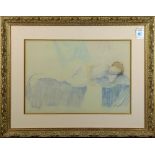 Reclining Nude, pastel on paper, unsigned, overall (with frame): 19.25"h x 24.25"w