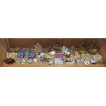 (lot of 35) One shelf of Japanese ceramic water droppers and kogo incense boxes, some in the form of