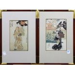 (lot of 2) Utagawa Toyokuni I (=Gototei Kunisada), (Japanese, 1786-1864), woodblock prints, a kabuki