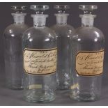 (Lot of 4) Apothecary jar group, having ground stoppers, with paper labels reading "Alsace d'