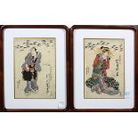 (lot of 2) Utagawa Toyokuni I (=Gototei Kunisada), (Japanese, 1786-1864), kabuki woodblock