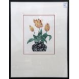 Arnold Iger (American, b. 1949), "Tulips," 1989, etching in colors, pencil signed and dated lower