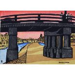 (lot of 3) Japanese woodblock prints: Tokuriki Tomikichiro (1902-1999), 'Sanjo Ohashi Bridge';