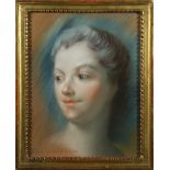 Lady Pompadour, pastel, signed Pompadour lower left, overall (with frame): 14"h x 11.5"w