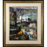 Oliver Foss (American, 1920-2002), "Ile St. Louis," oil on canvas, signed lower right, titled verso,