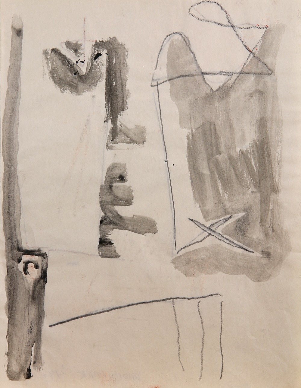 David Park (American, 1911-1960), Untitled (Abstract Shapes/Lines), 1949, ink and ink wash on - Image 2 of 3