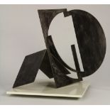 Fletcher Benton (American, b. 1931), Untitled, steel sculpture, overall (mounted on white ceramic