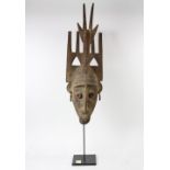 Burkina Faso style, West Africa decorative carved wood face mask with realistic features and